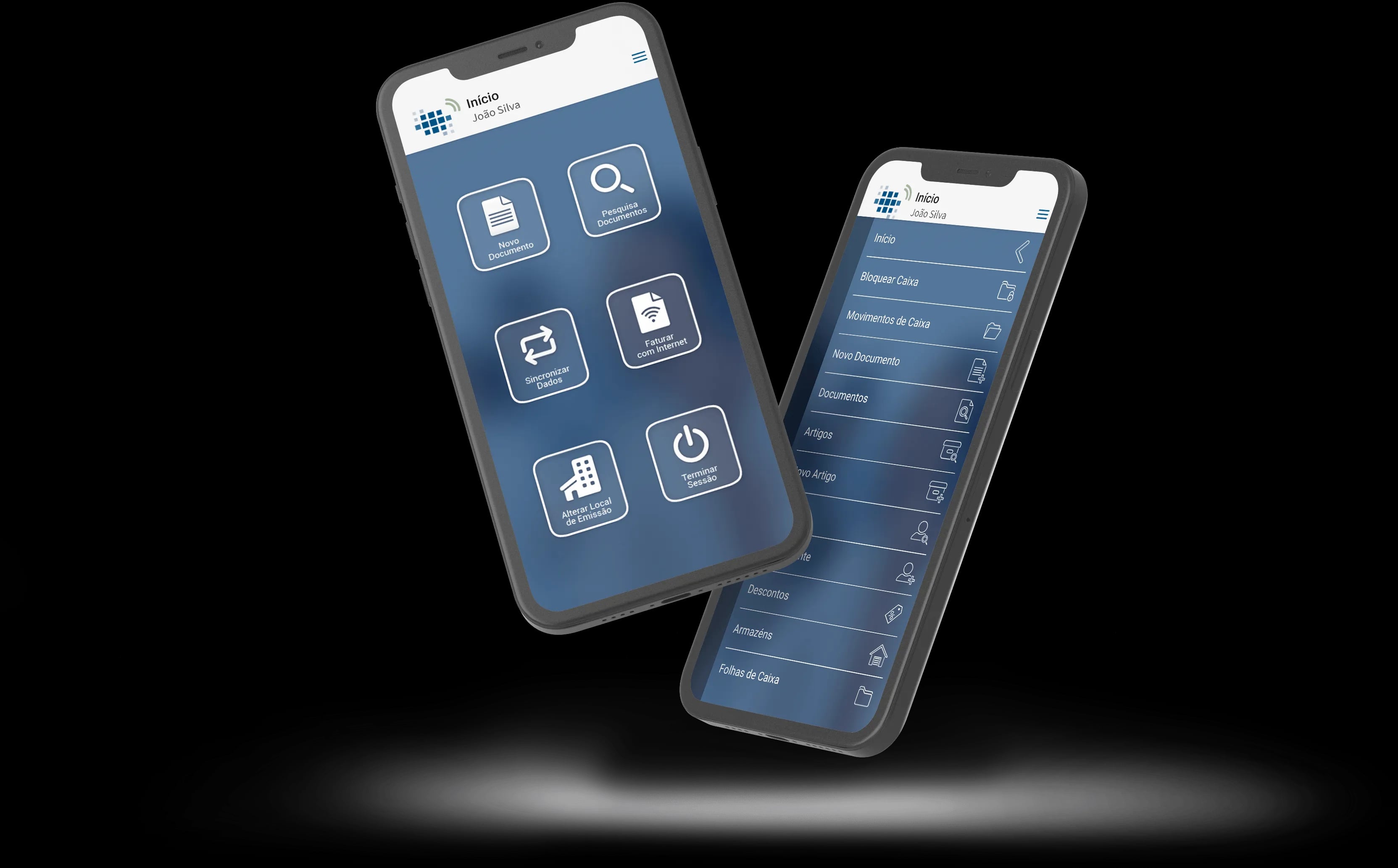 IGest mobile app on two phones